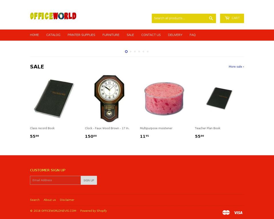 officeworldnevis.com — Shopify storefront screenshot