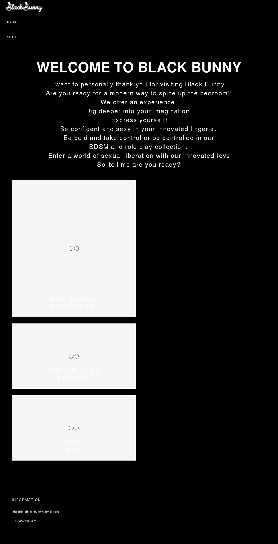 officialblackbunny.com shopify website screenshot