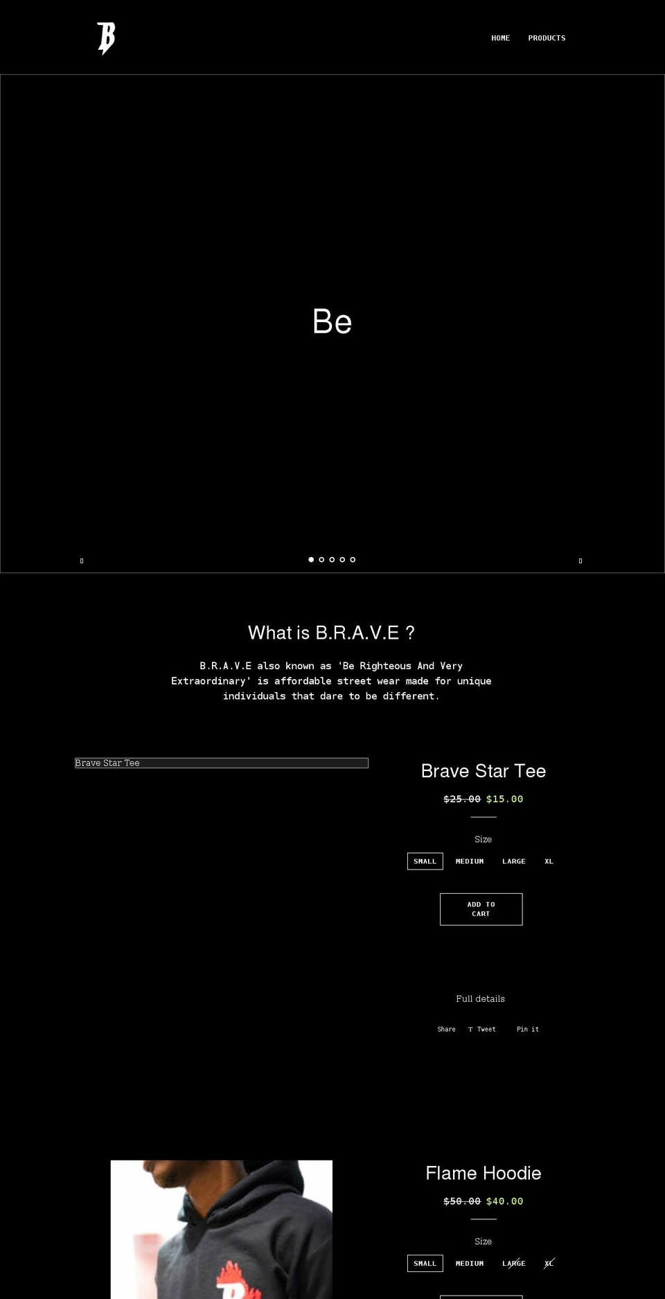 officialbrave.com shopify website screenshot