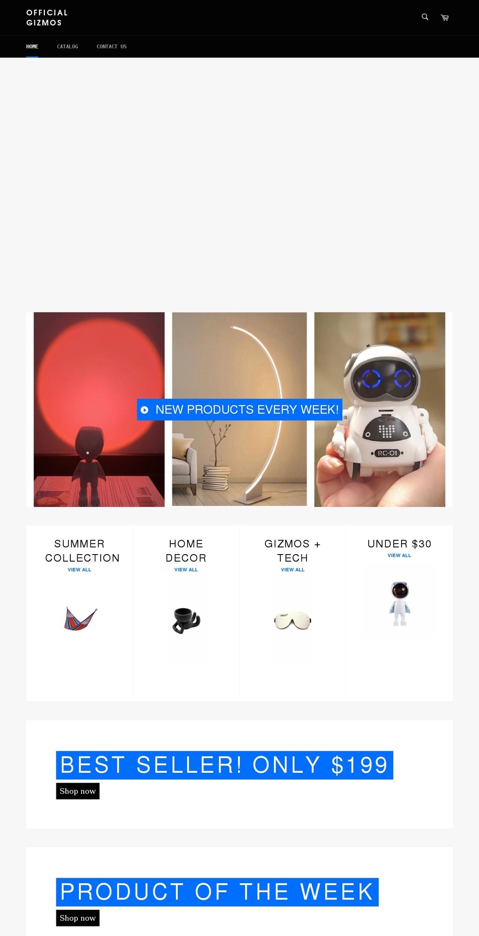 officialgizmos.com shopify website screenshot