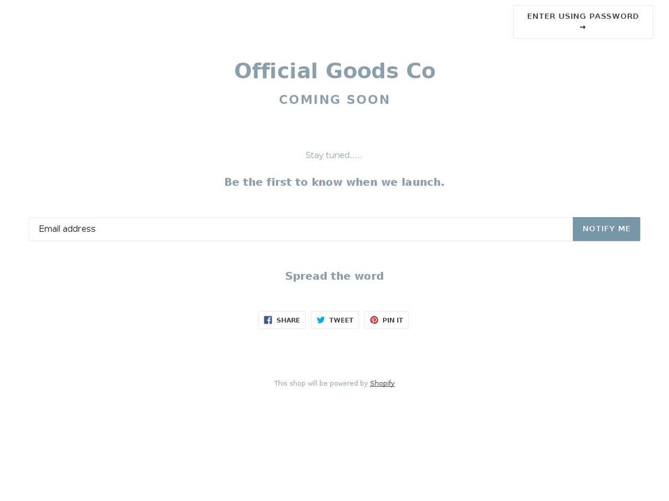 officialgoods.co shopify website screenshot