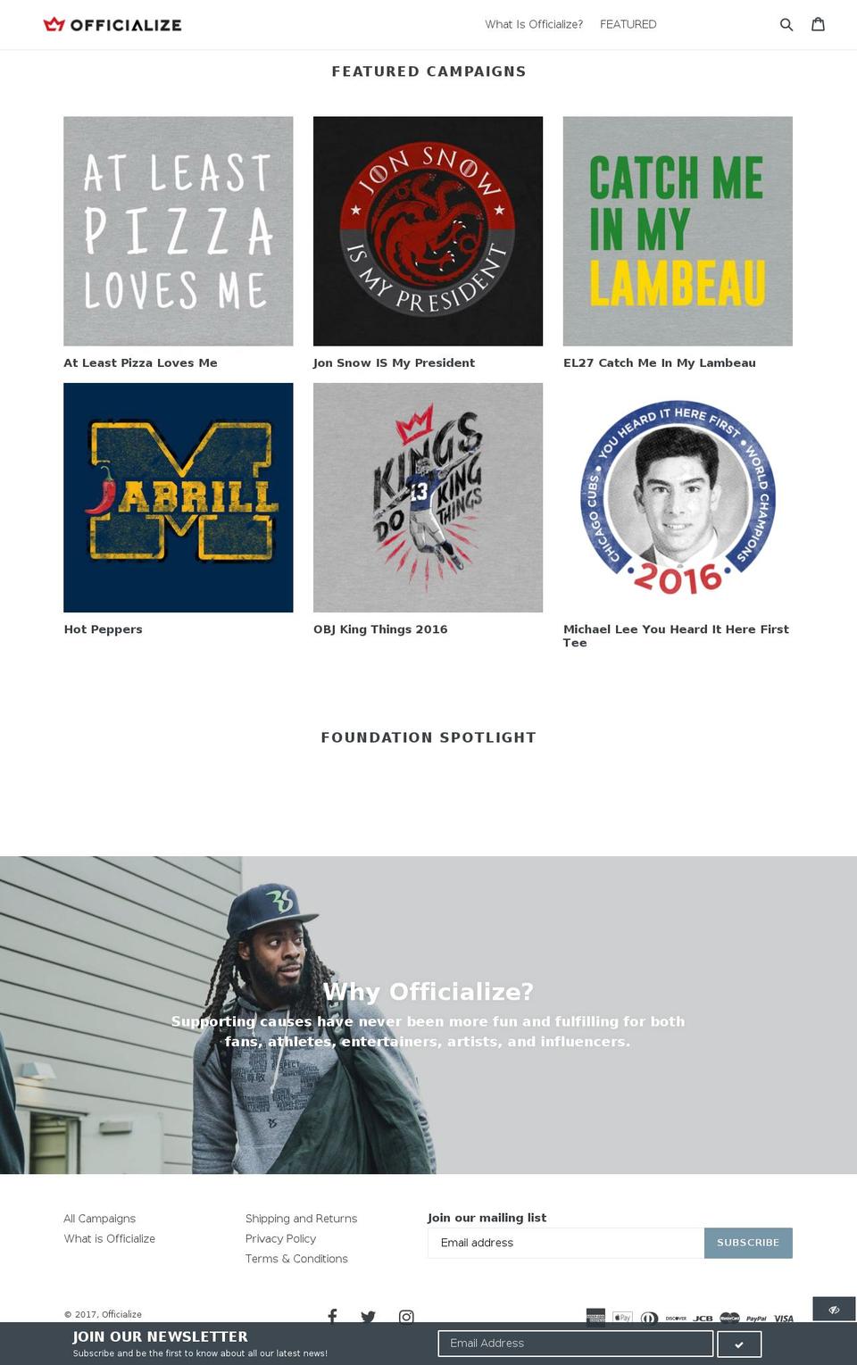 officialize.com shopify website screenshot