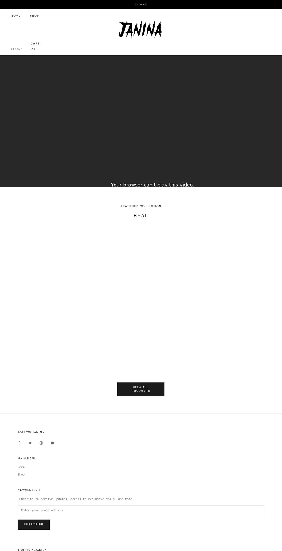 officialjanina.com shopify website screenshot