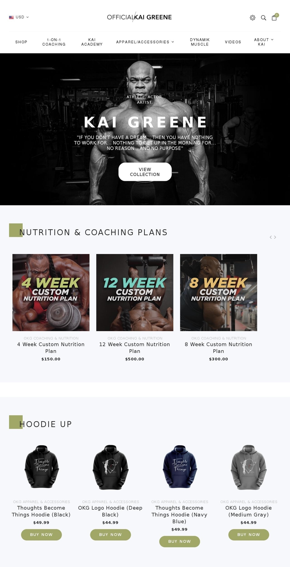 Official Kai Greene Theme (Infinity) Shopify theme site example officialkaigreene.com