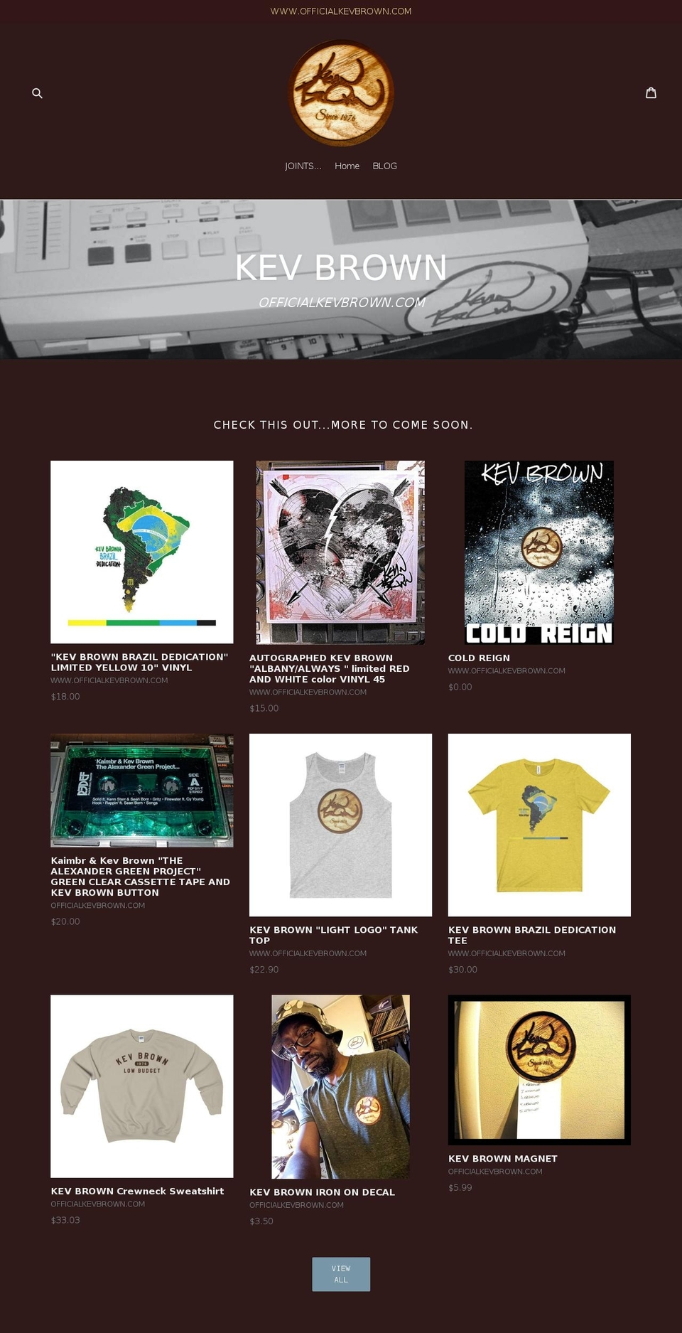 officialkevbrown.com shopify website screenshot