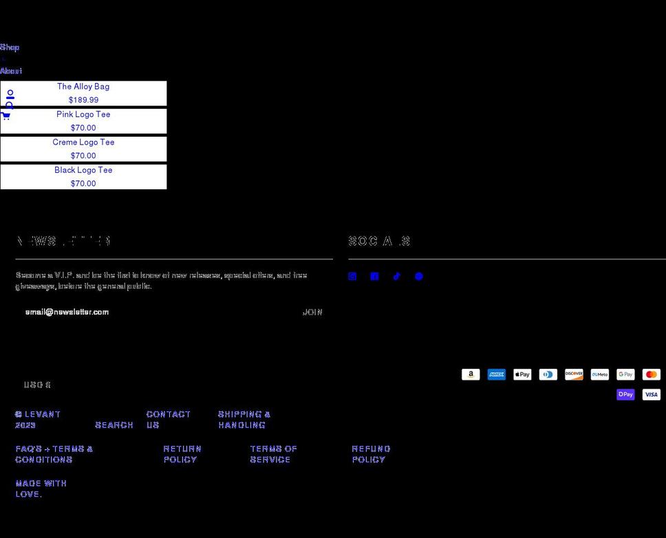 officiallevant.com shopify website screenshot