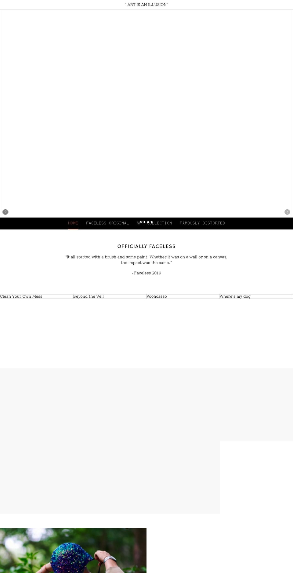 officiallyfaceless.com shopify website screenshot