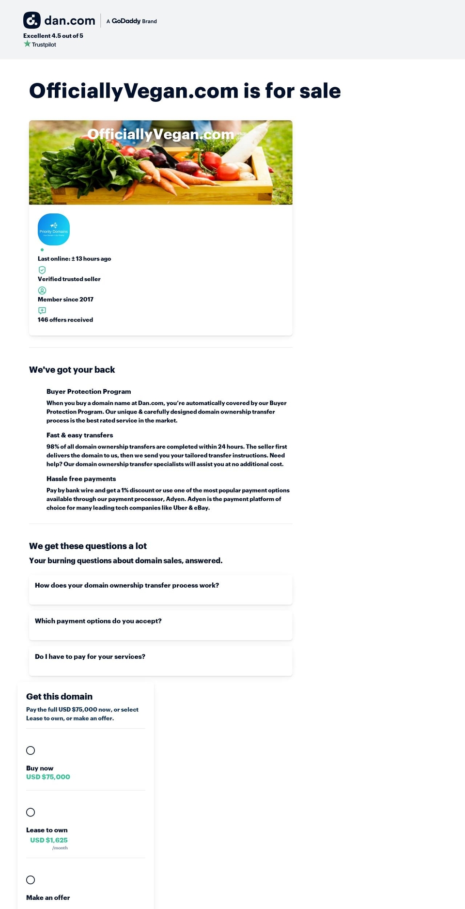 officiallyvegan.com — Shopify storefront screenshot