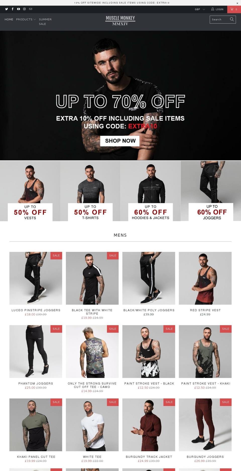 officialmusclemonkey.com — Shopify storefront screenshot