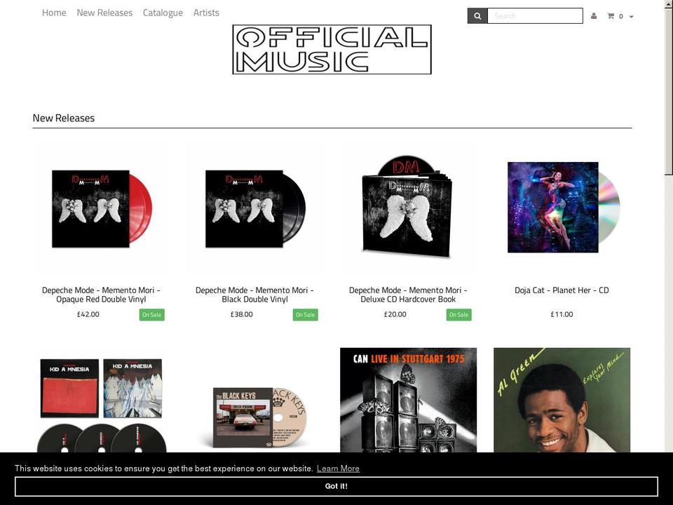 officialmusic.store shopify website screenshot