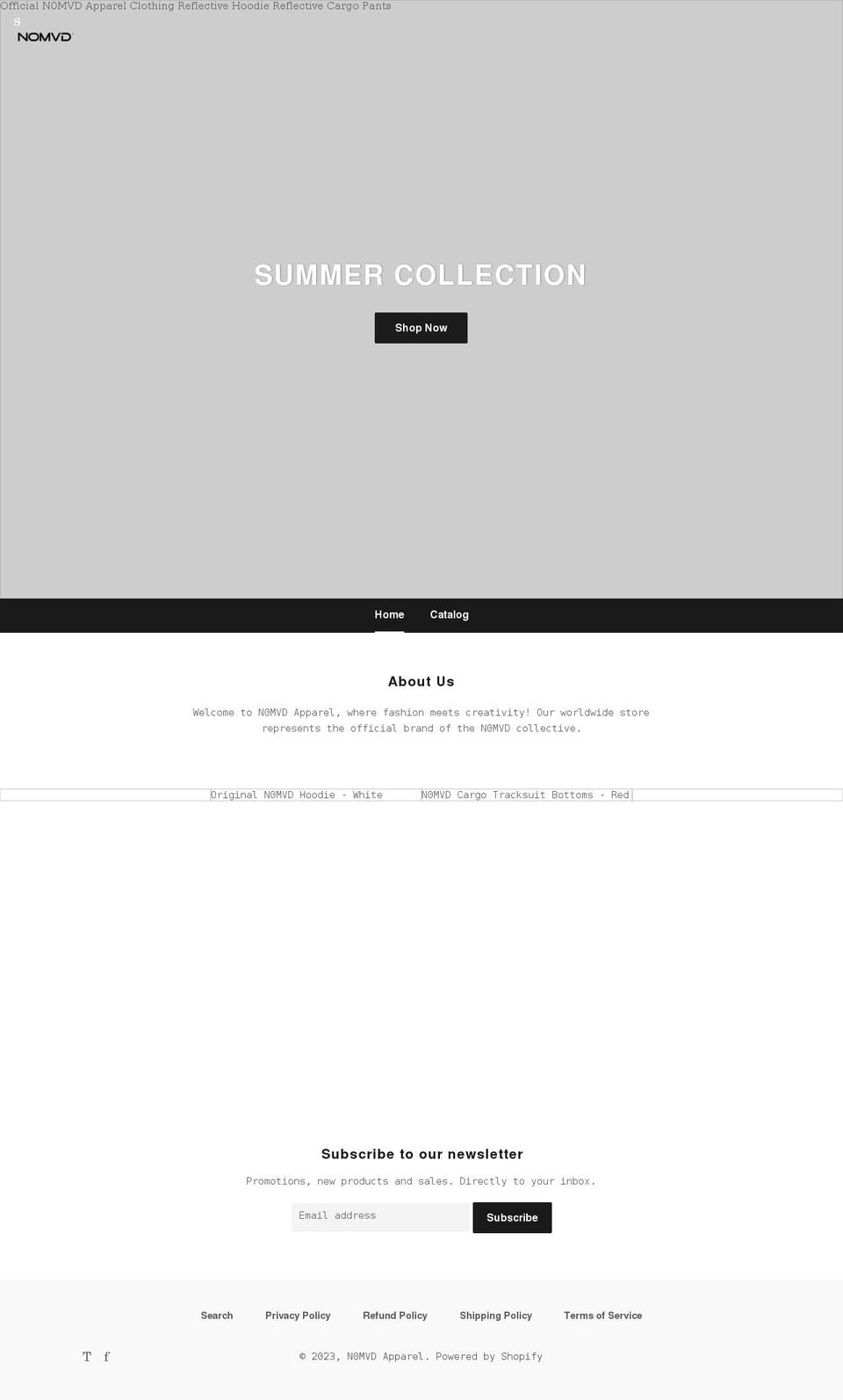 officialn0mvd.com shopify website screenshot