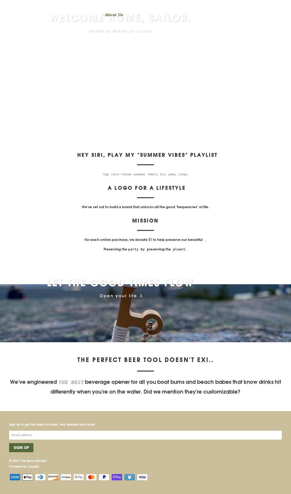 officialrearadmiral.com shopify website screenshot