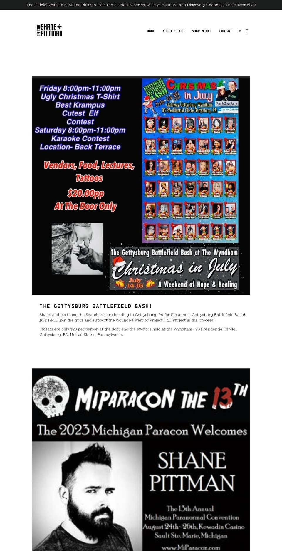 officialshanepittman.com shopify website screenshot