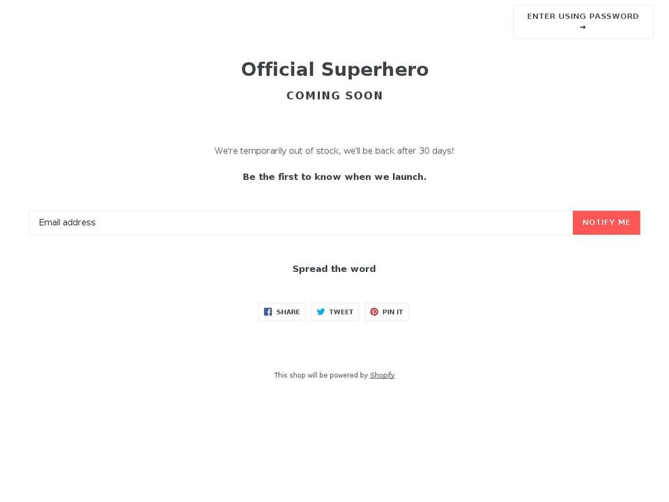 bump Shopify theme site example officialsuperhero.com