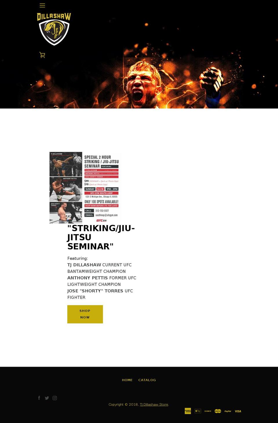 officialtjdillashaw.com — Shopify storefront screenshot