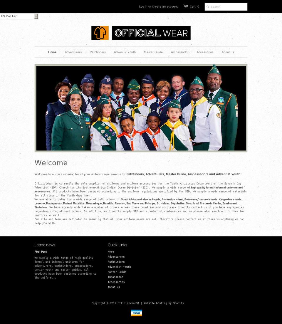 officialwear.org shopify website screenshot