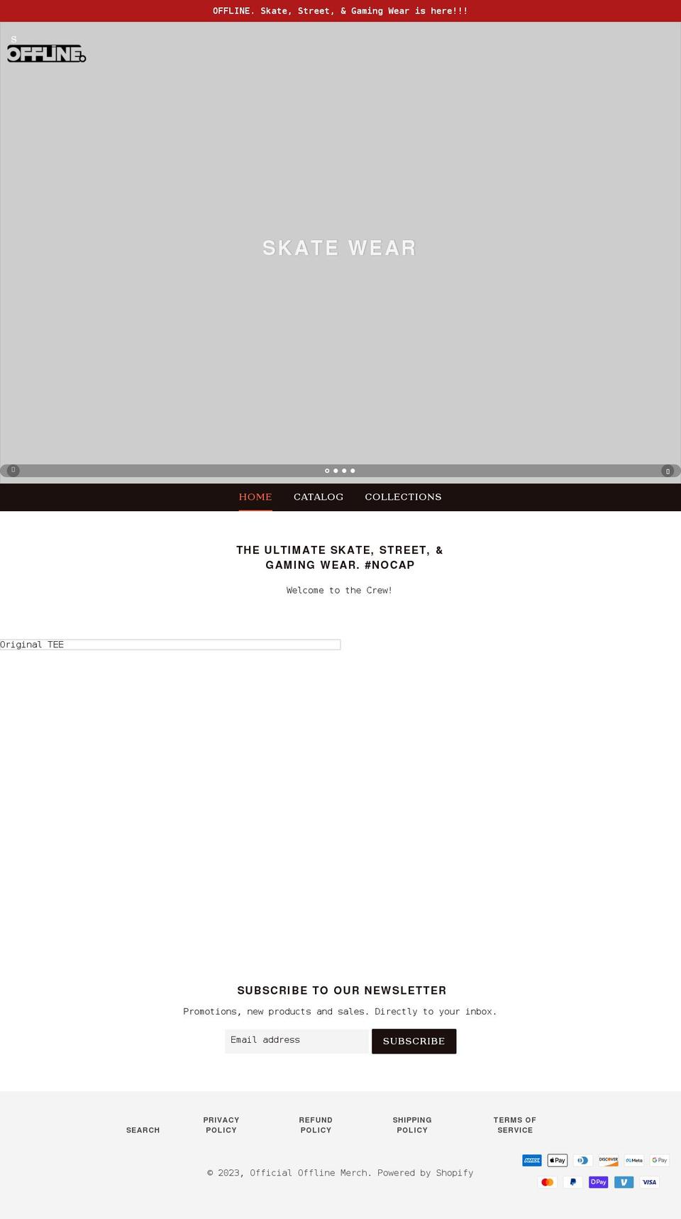 offline-skatewear.com shopify website screenshot