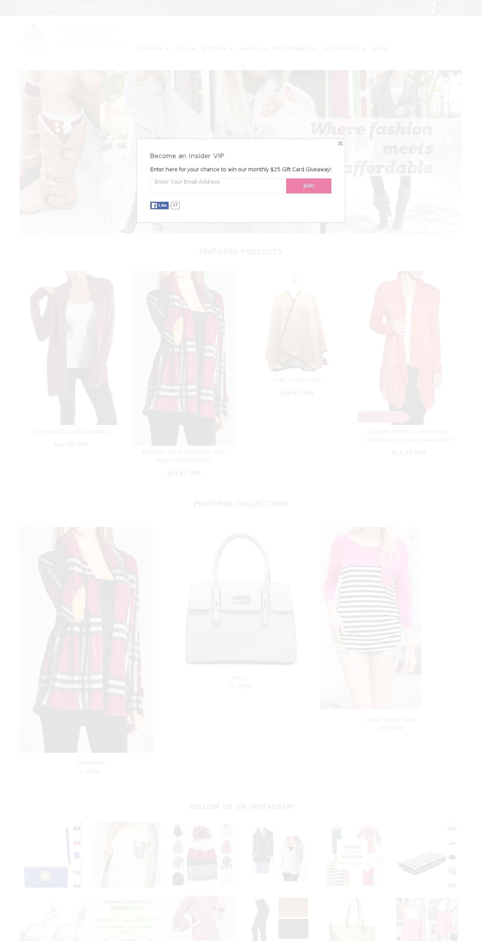 offnewburyboutique.com shopify website screenshot