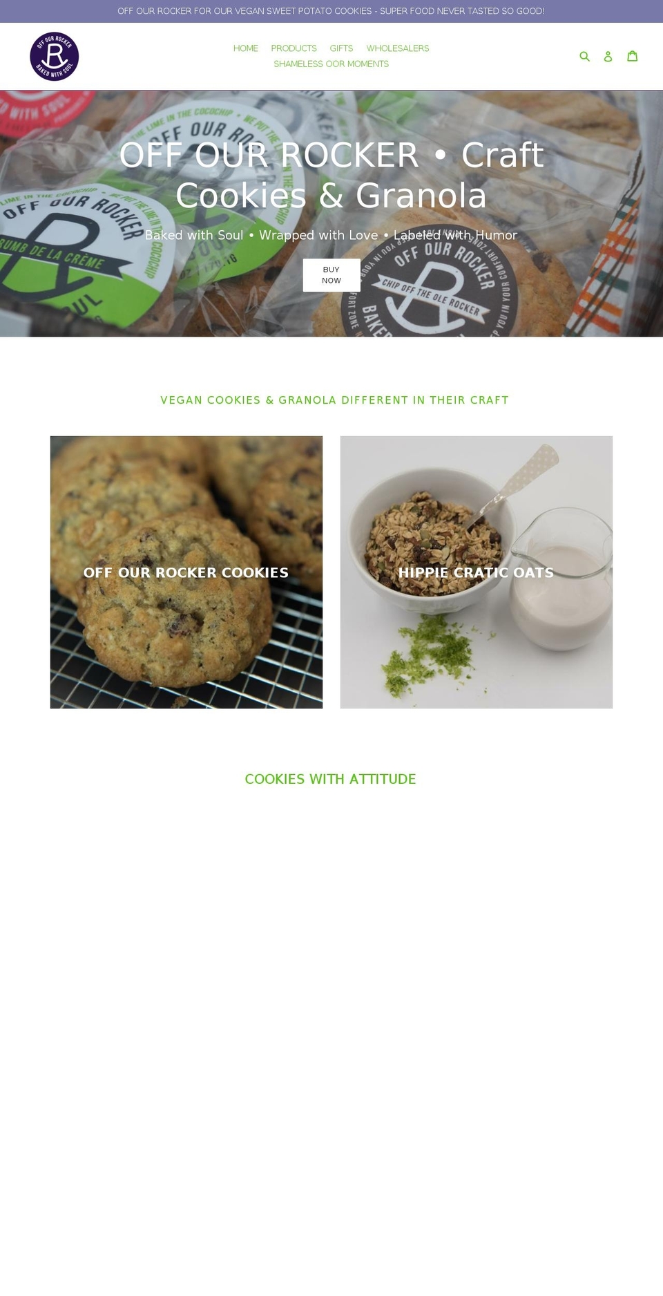 offourrockercookies.com shopify website screenshot