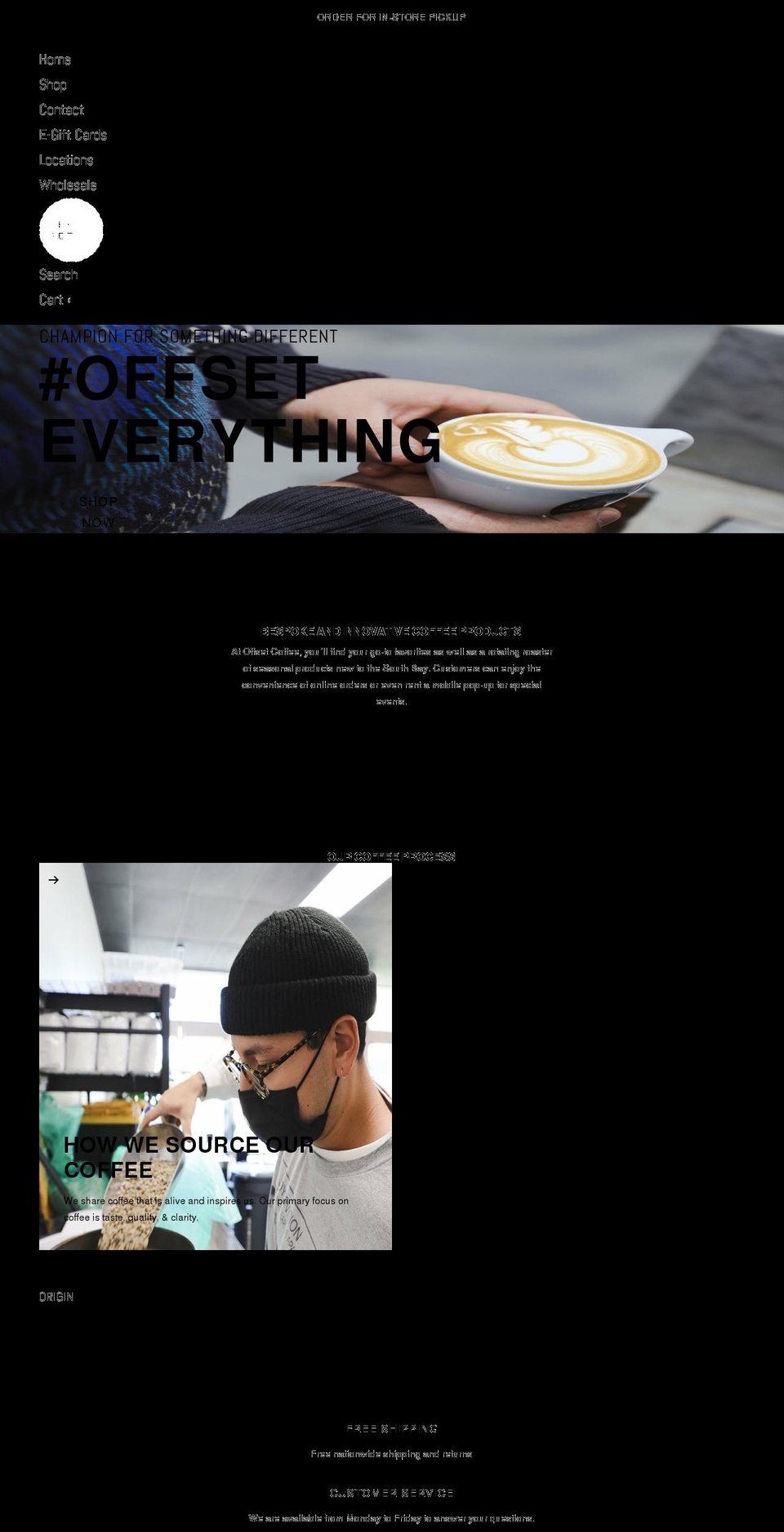 offsetcoffee.com shopify website screenshot
