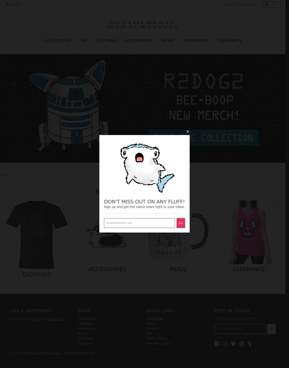 offthebeatentrackstives.com shopify website screenshot