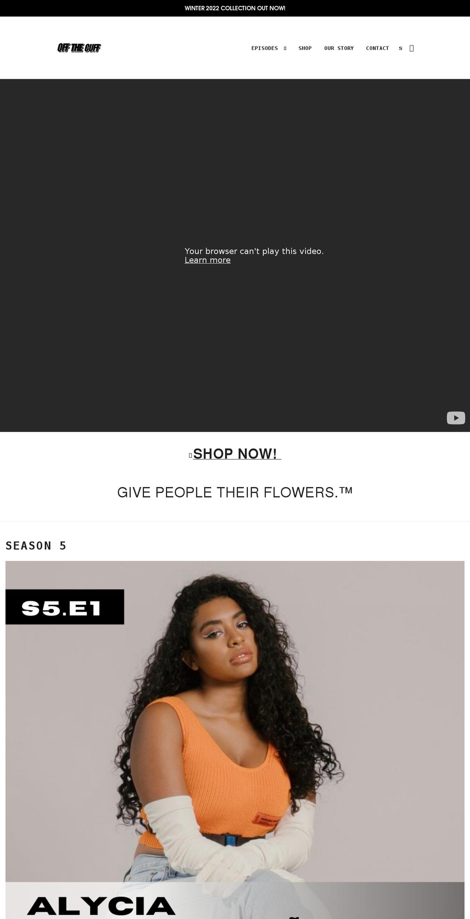 offthecuff.co shopify website screenshot