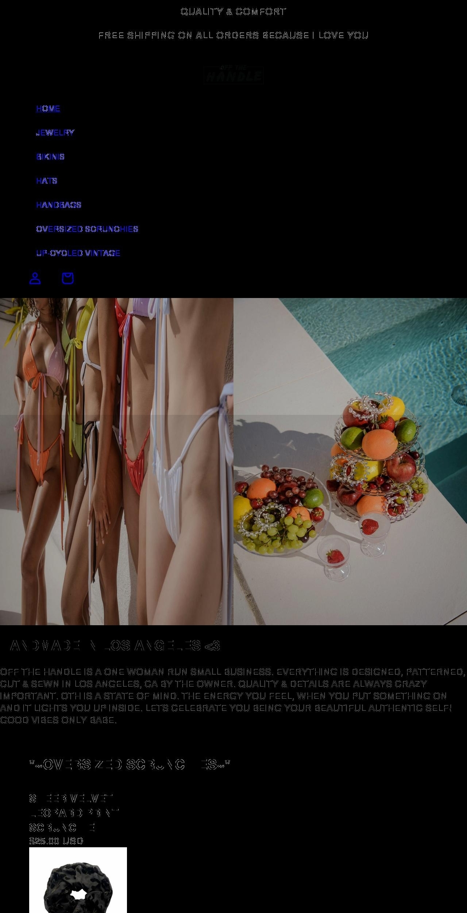 offthehandle.net shopify website screenshot