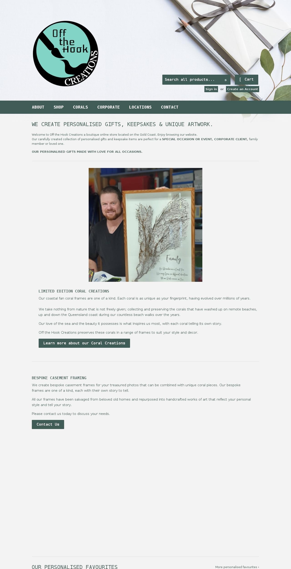 offthehookcreations.com.au shopify website screenshot