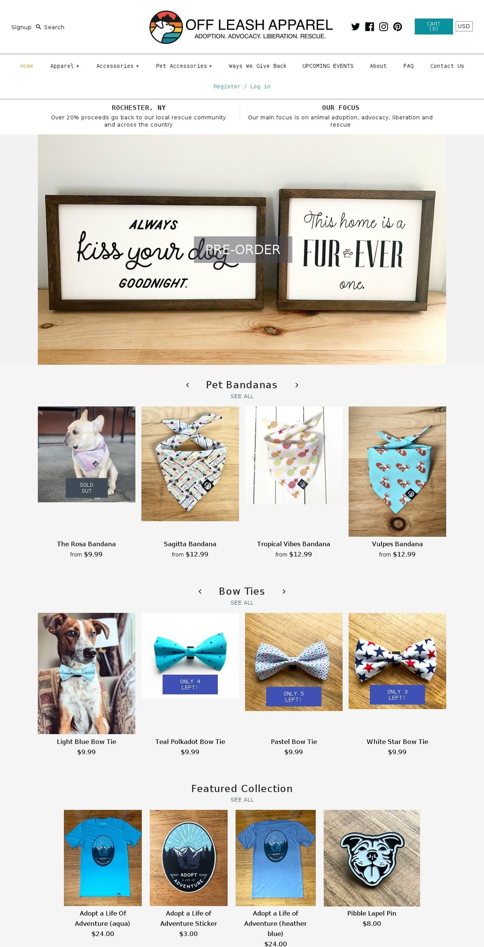 offtheleashapparel.com — Shopify storefront screenshot