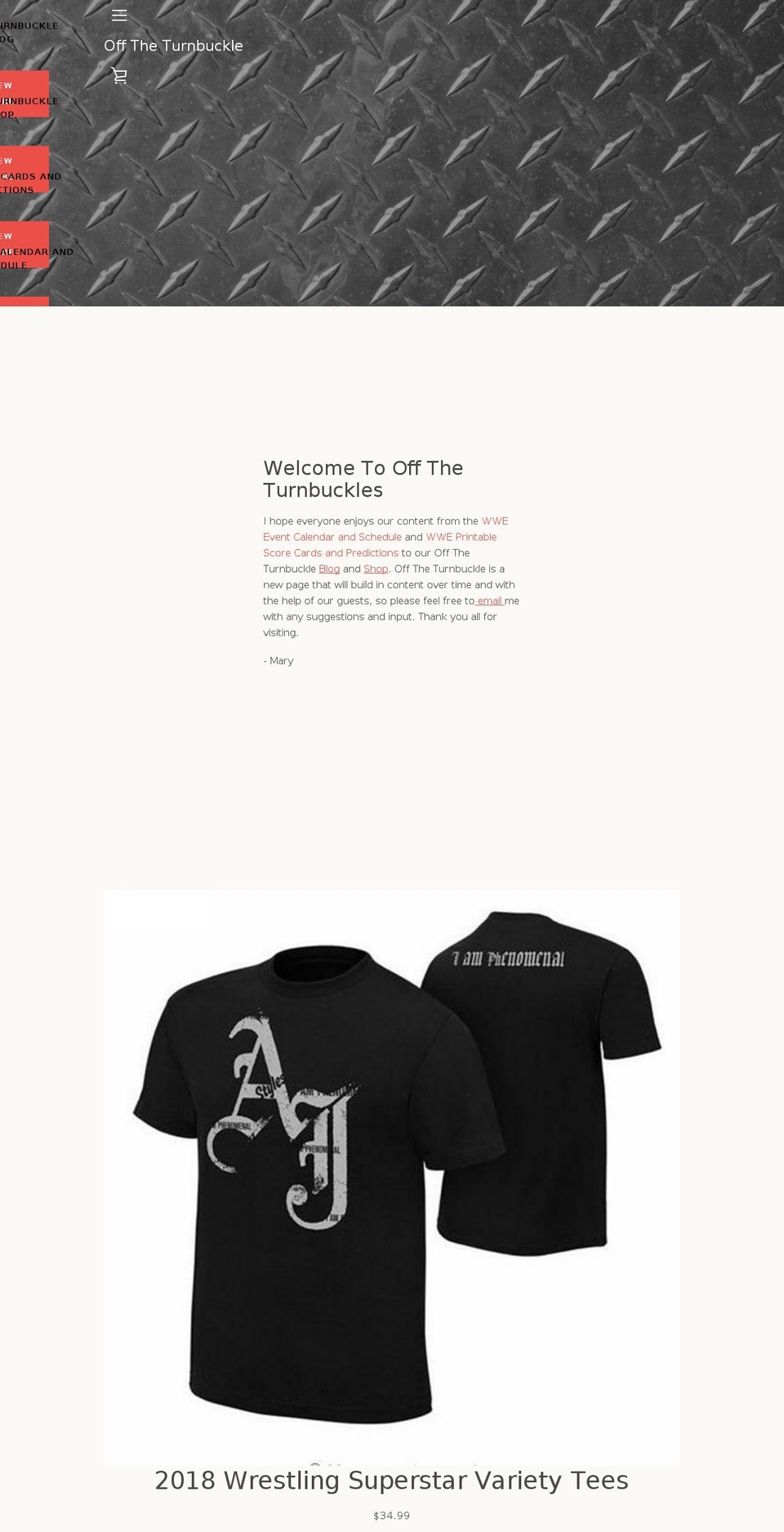 offtheturnbuckle.com — Shopify storefront screenshot