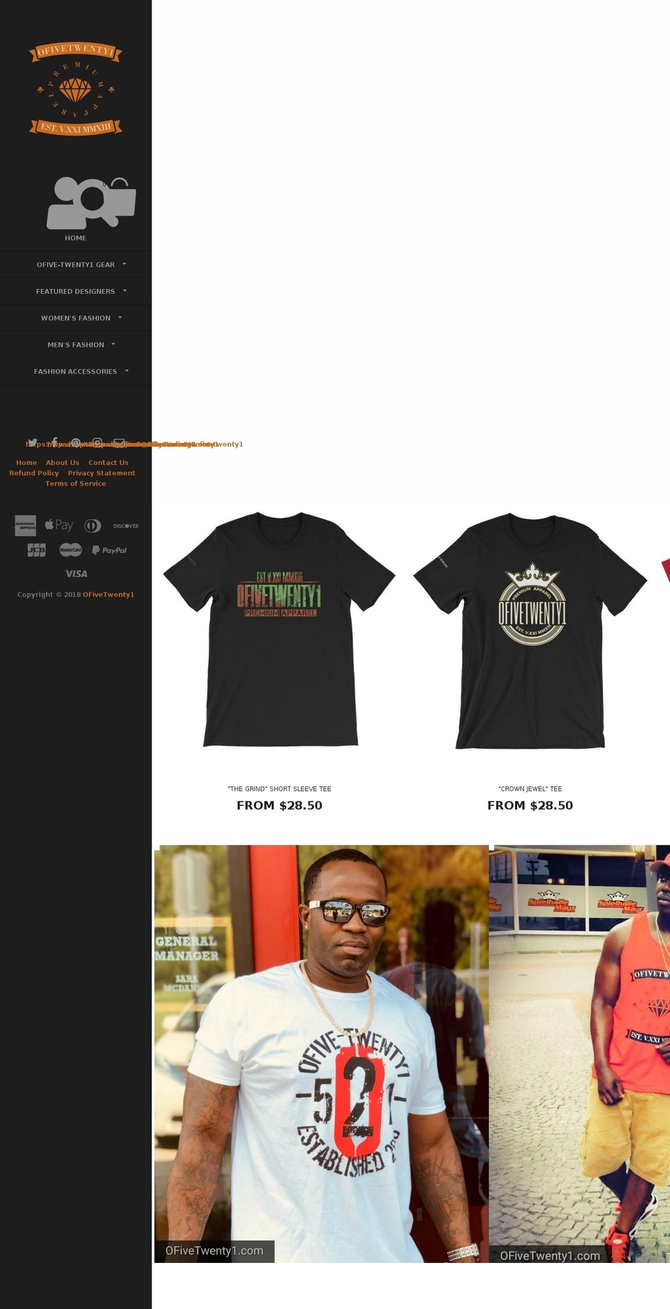 ofivetwenty1.com — Shopify storefront screenshot