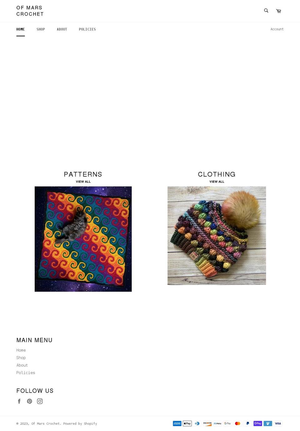 ofmarscrochet.com shopify website screenshot