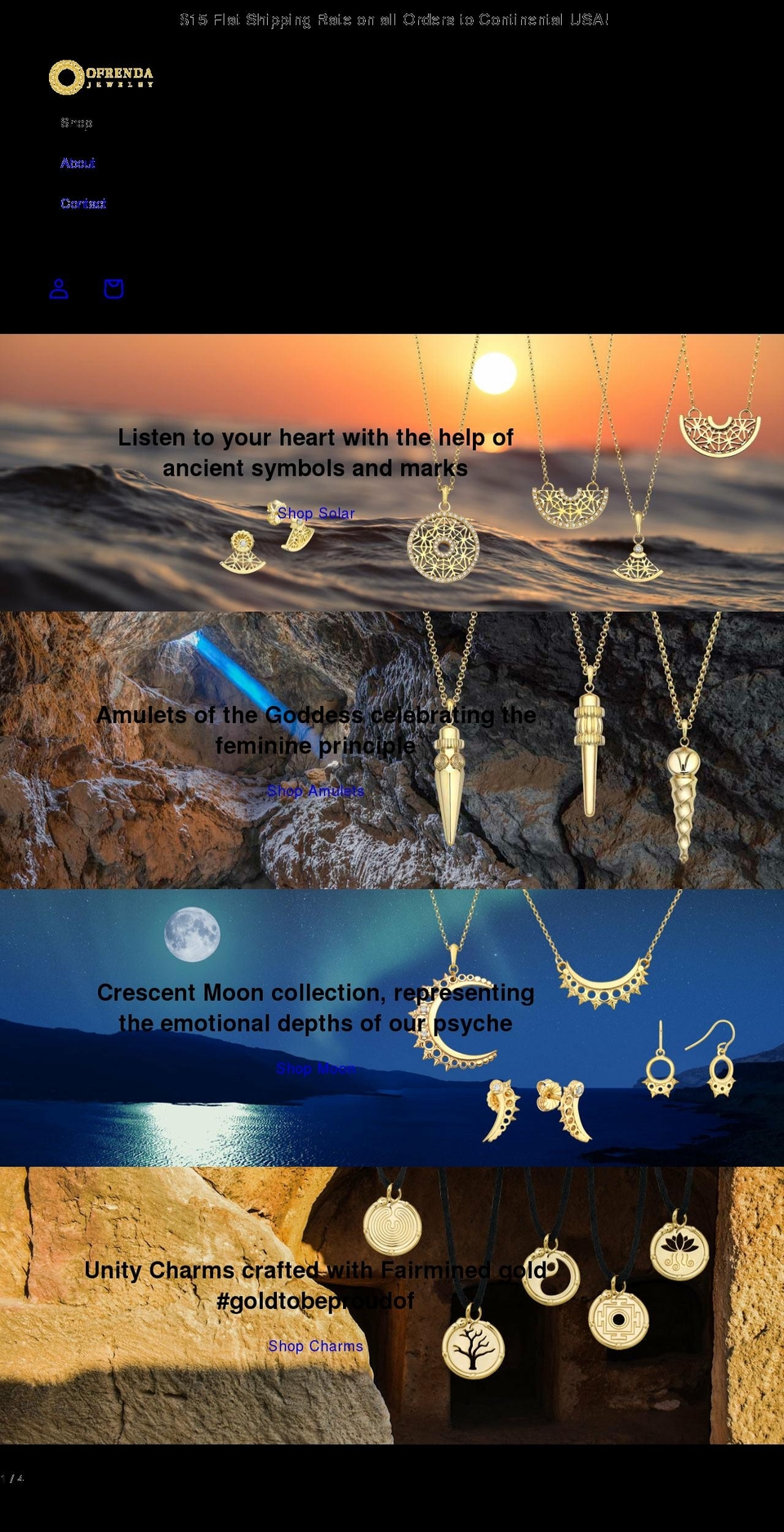 ofrendajewelry.com shopify website screenshot