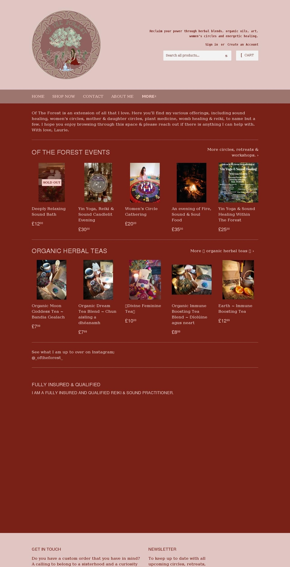 oftheforest.org shopify website screenshot