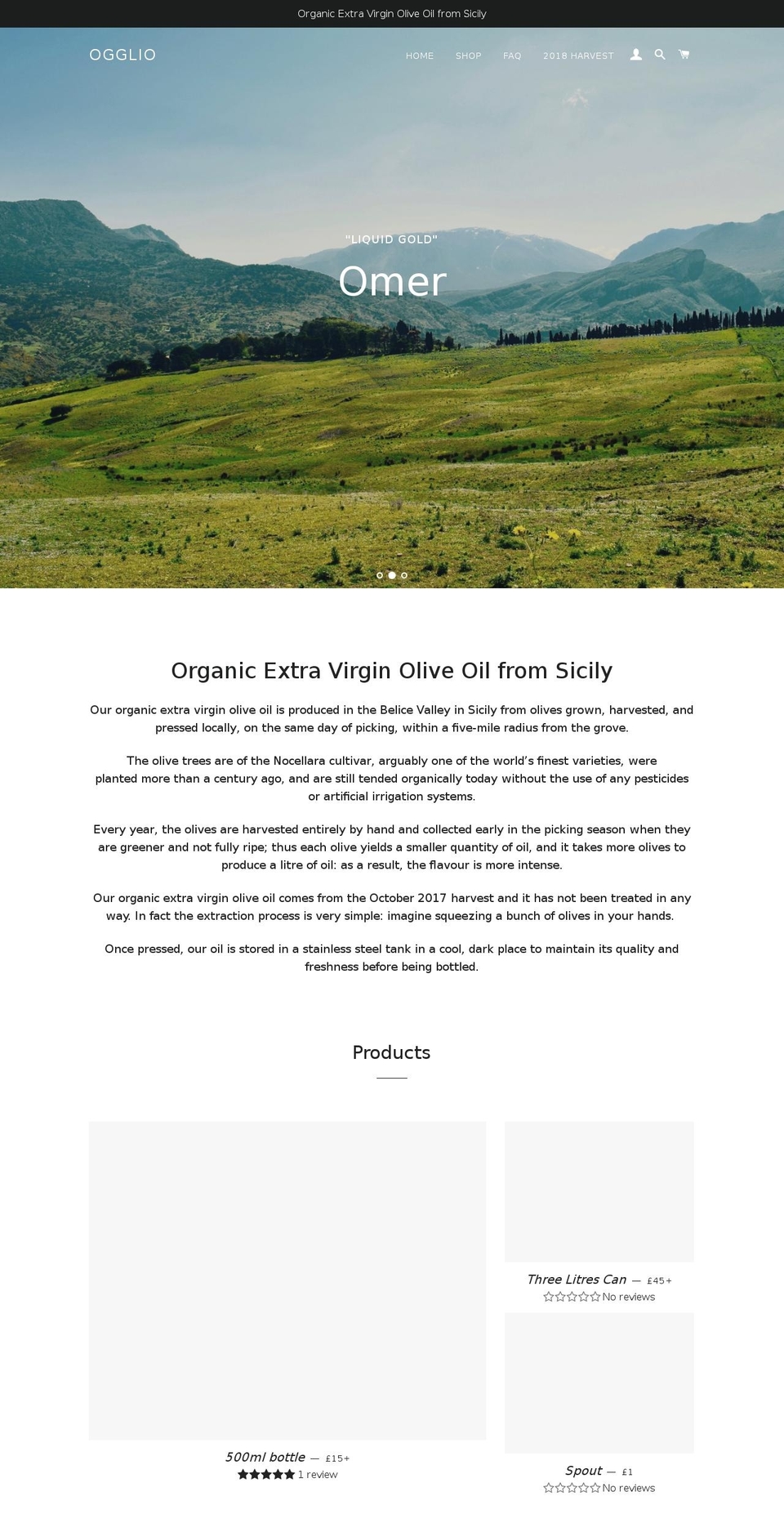 ogglio.org shopify website screenshot
