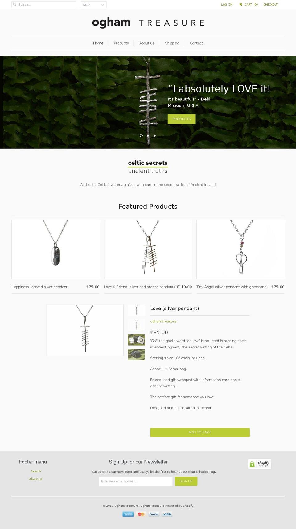 oghamtreasure.com shopify website screenshot