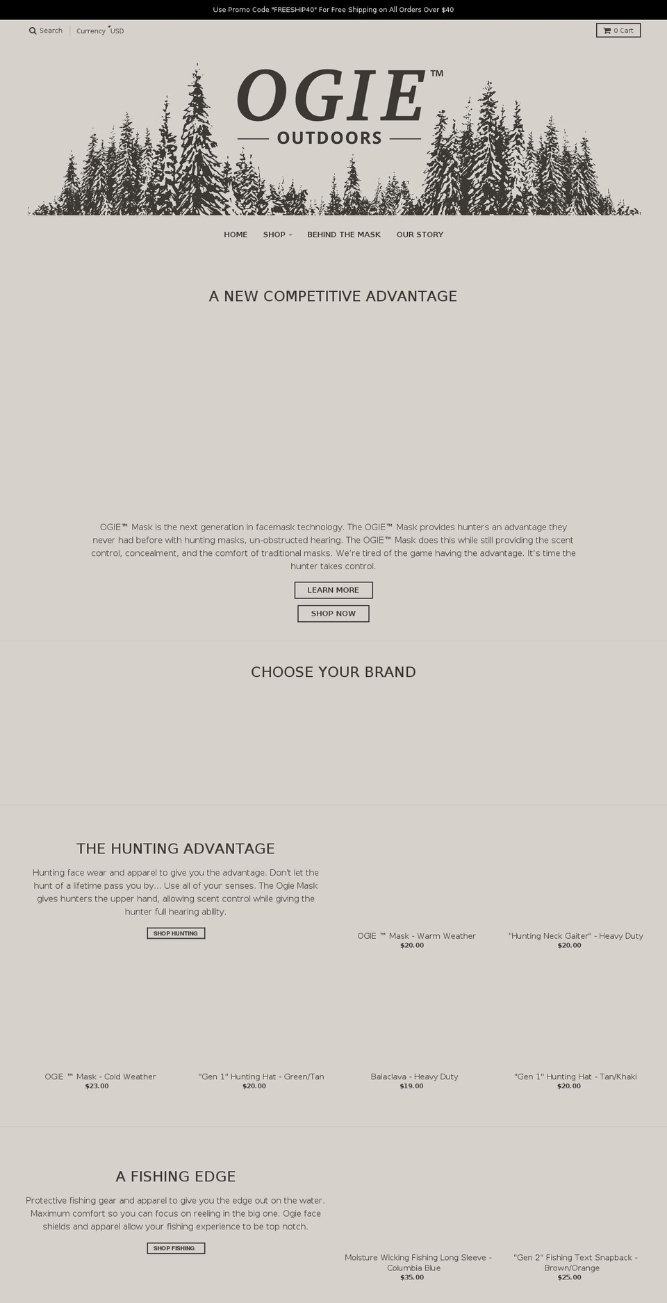 ogieoutdoors.com — Shopify storefront screenshot