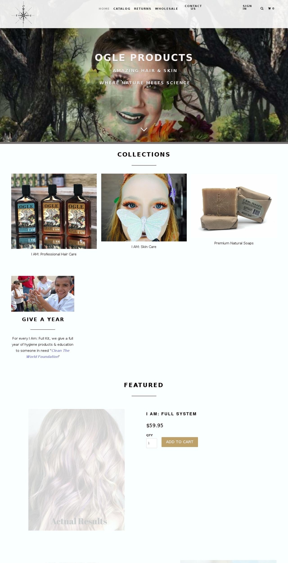 ogleproducts.com shopify website screenshot