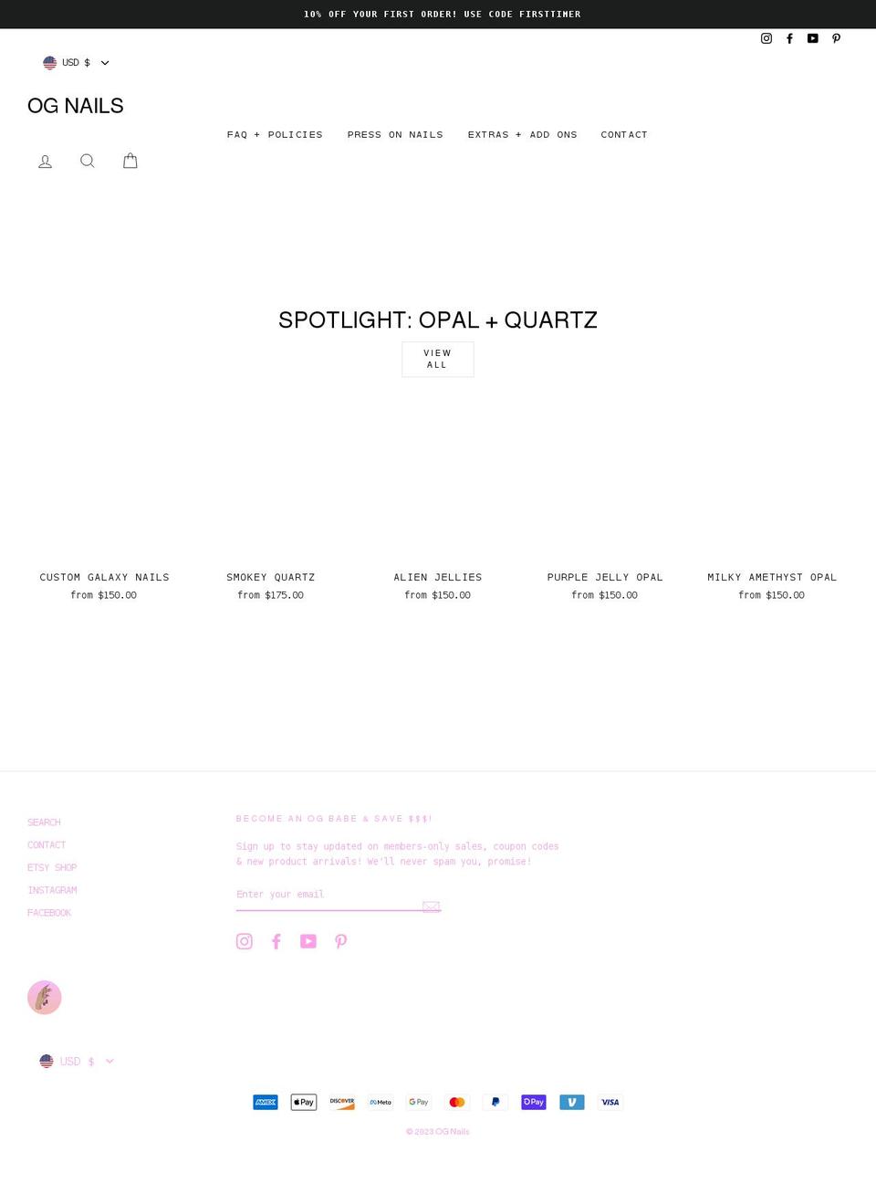 ognails.com shopify website screenshot