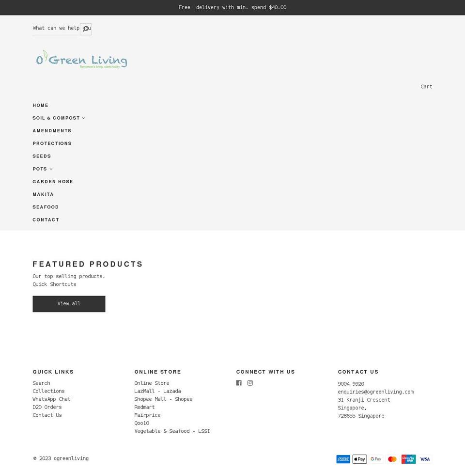 ogreenliving.com shopify website screenshot