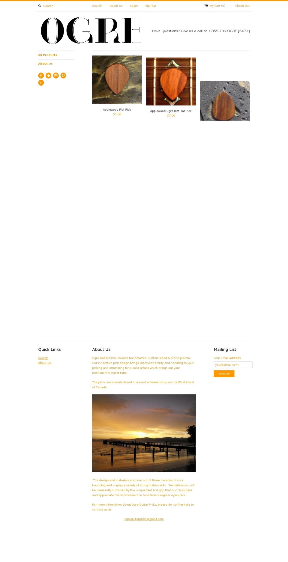 ogreguitarpicks.com shopify website screenshot