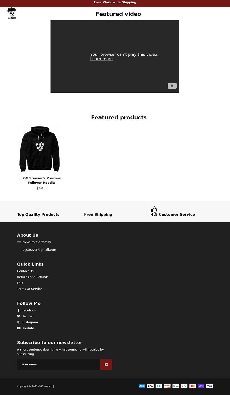 ogsteever.com shopify website screenshot