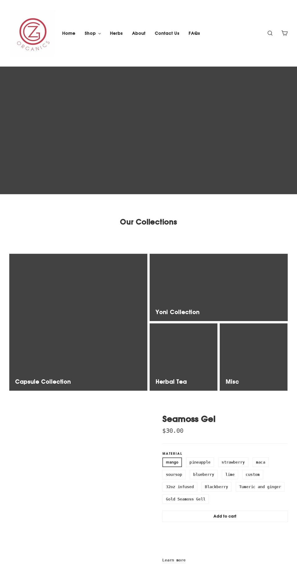 ogzorganics.com shopify website screenshot