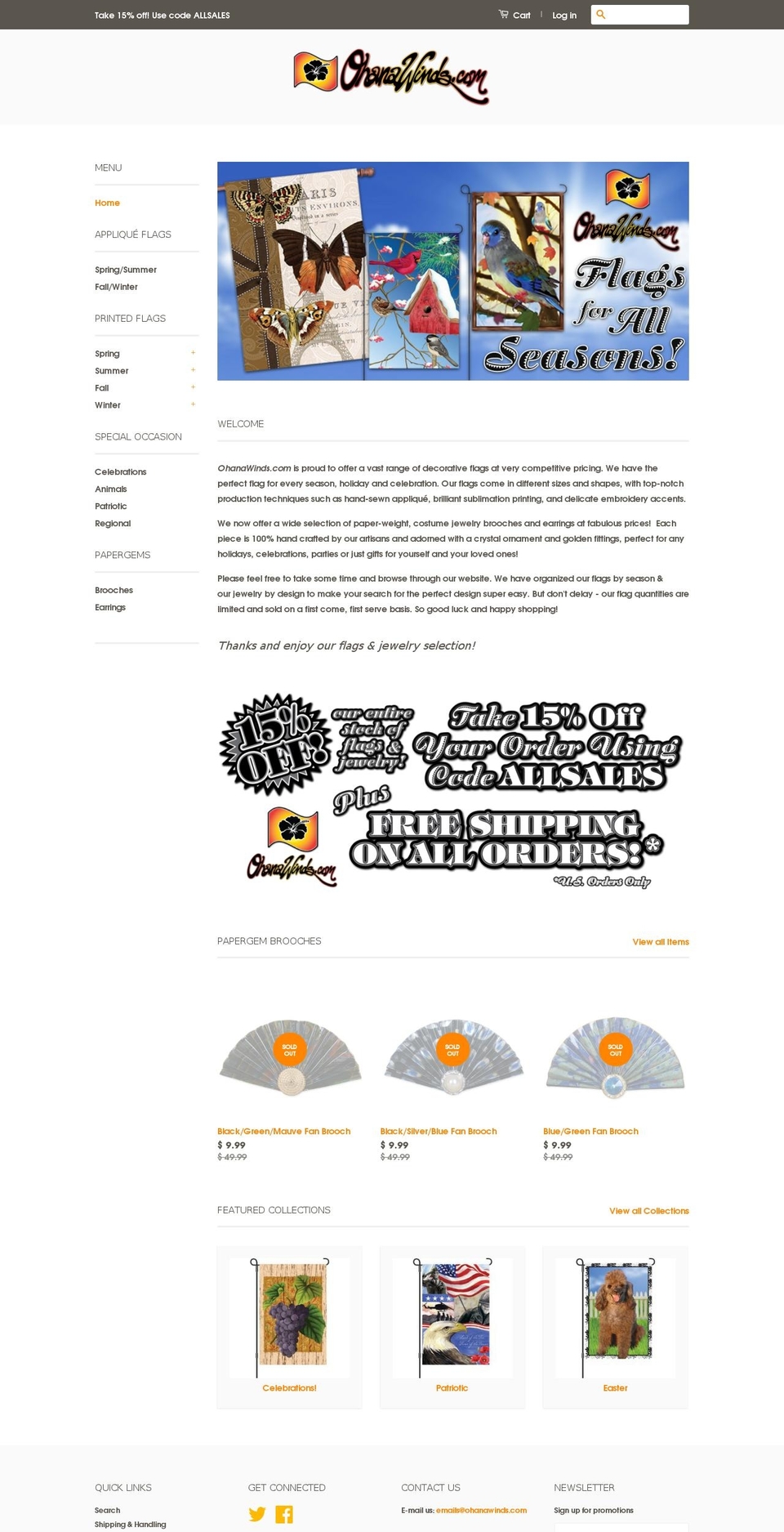 ohanawinds.com shopify website screenshot