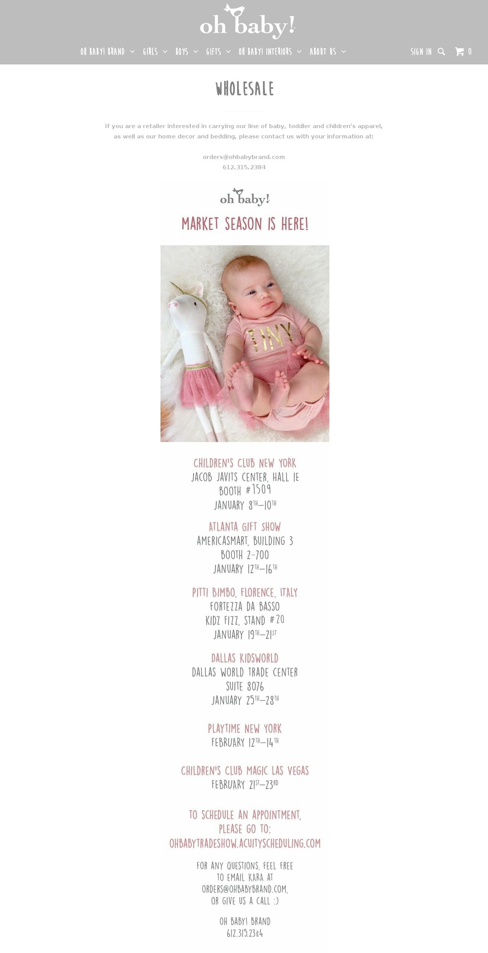 ohbabybrand.com shopify website screenshot