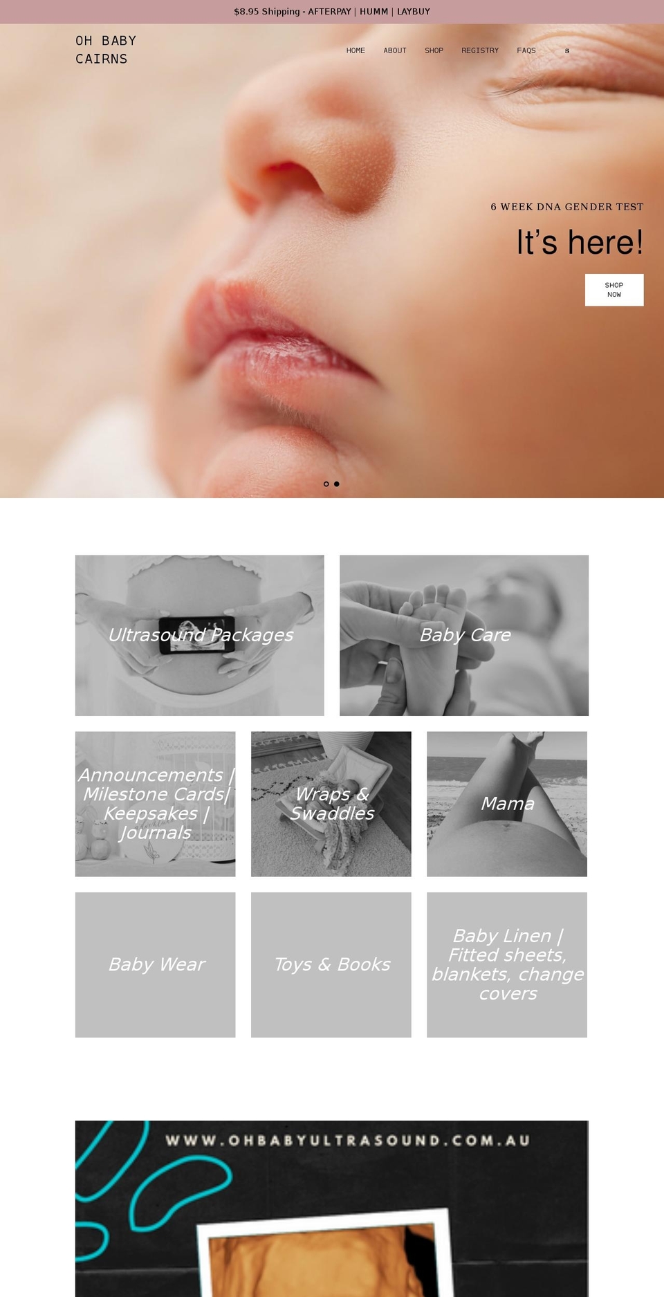 ohbabyultrasound.com.au shopify website screenshot