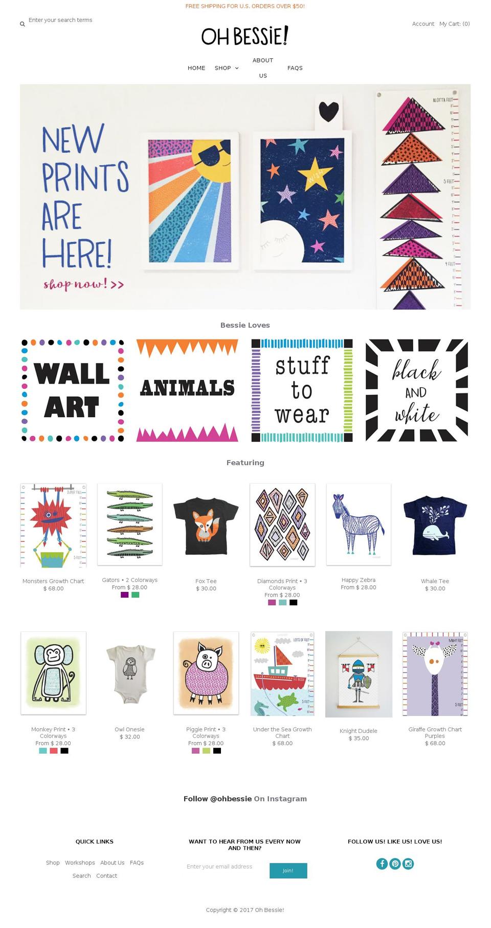 ohbessie.com shopify website screenshot