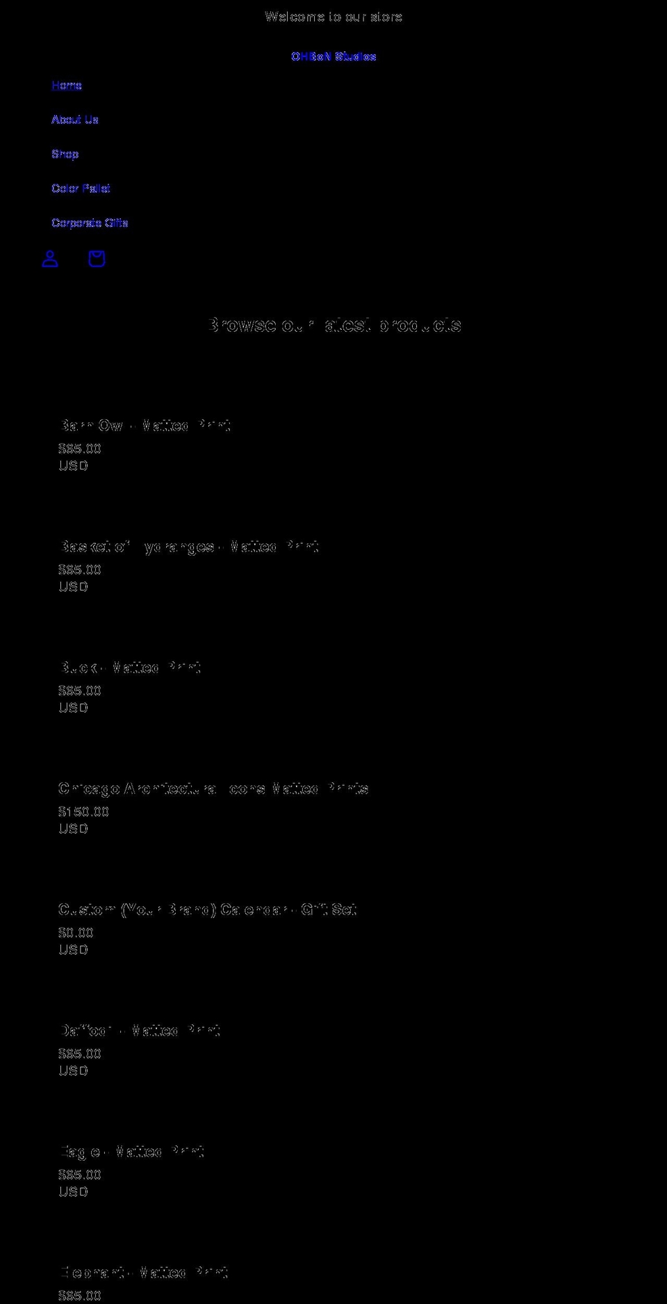 ohbonstudios.com shopify website screenshot