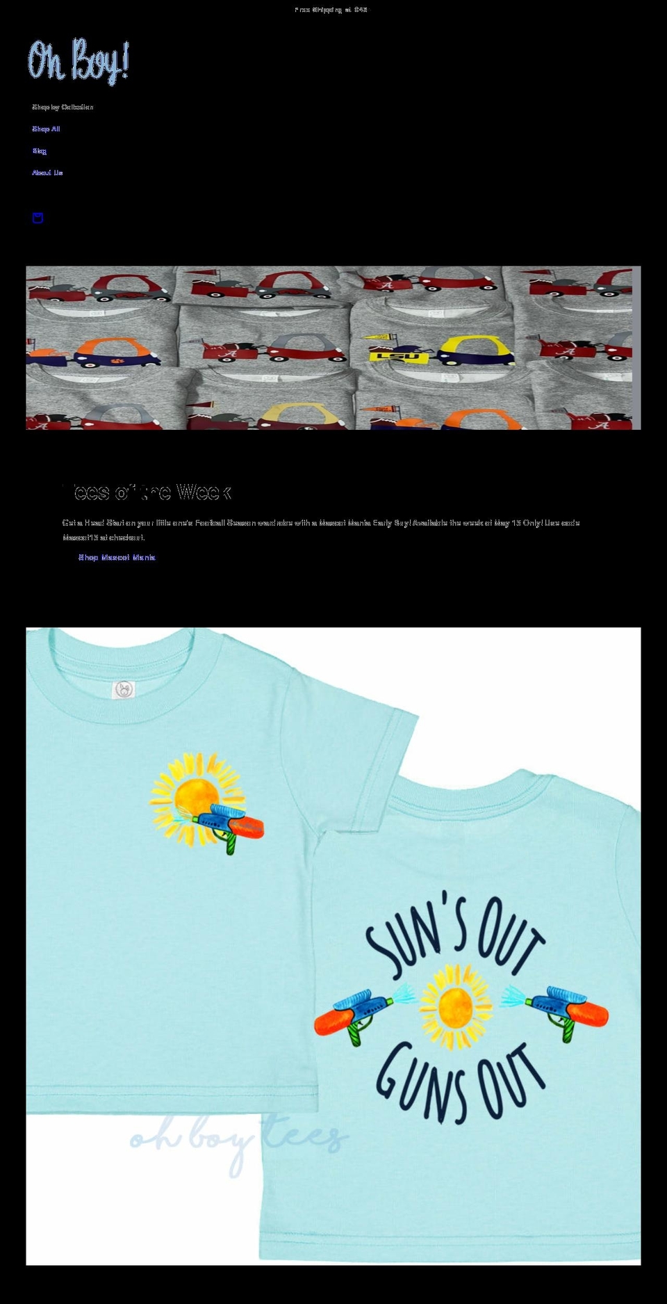 ohboytees.com shopify website screenshot