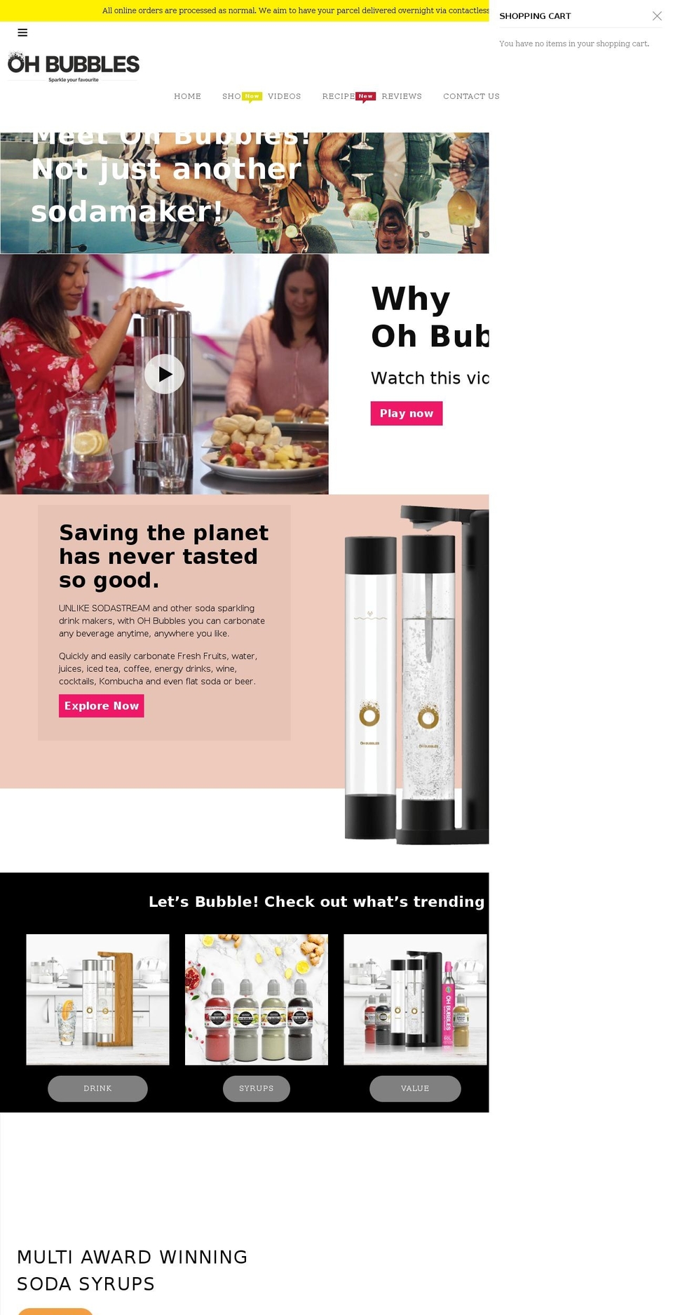 ohbubbles.com.au shopify website screenshot